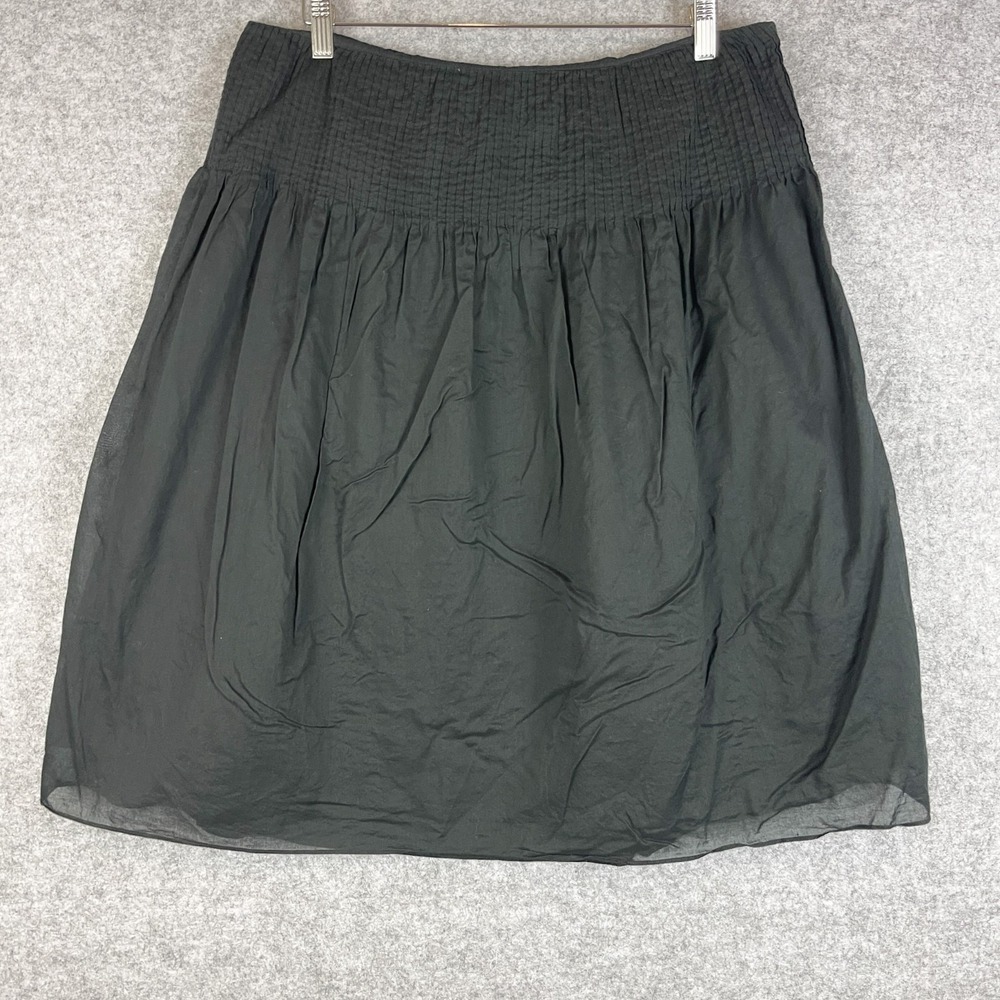 Lauren Ralph Lauren Skirt Womens 14 Black Pleated Gauzy Lightweight Knee Length